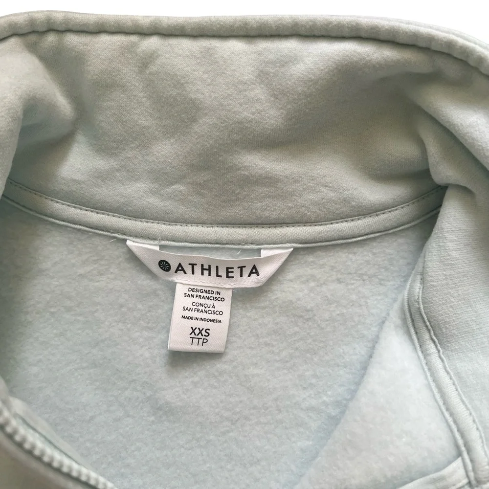 Athleta Light Blue/Green Half-Zip Crewneck Sweatshirt XXS